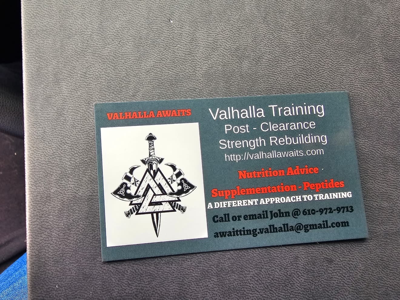 Valhalla Training business card